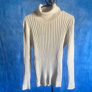 Beige Ribbed Turtleneck Sweater sz XL, 3E-128T004